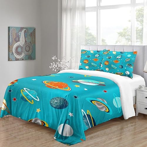 Miniatura 4 de Cartoon Space Solar System Cosmic Bed Down 3-Piece Set Knowledge Education Learn Planetary Astronomy Cartoon Children's Room Bed Cover Decorated