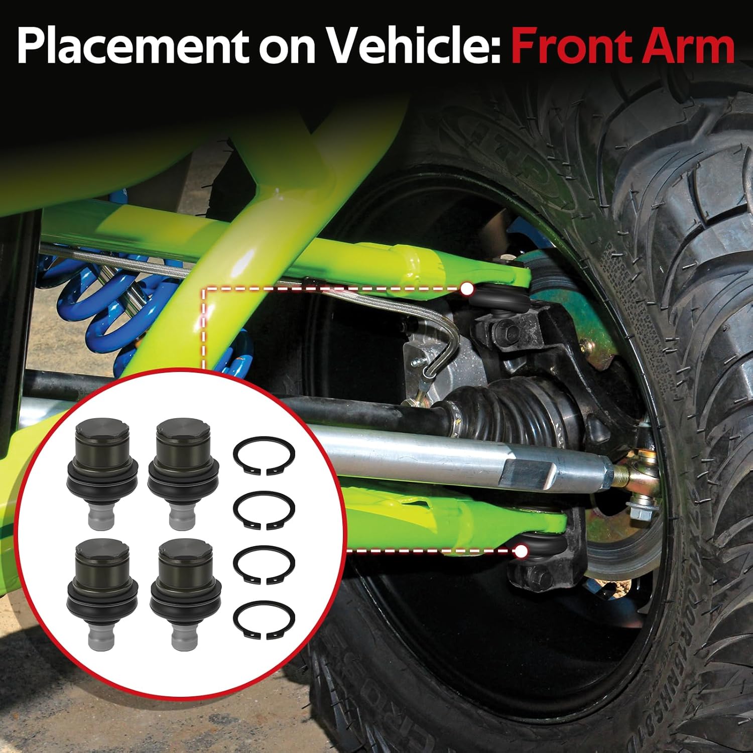 JAVIK 4 PCS Upper & Lower Ball Joint for Arctic Cat 250 300 350 366 375 400 425 450 500 550 570 650 700 1000 Wildcat O.E.M# 0405483