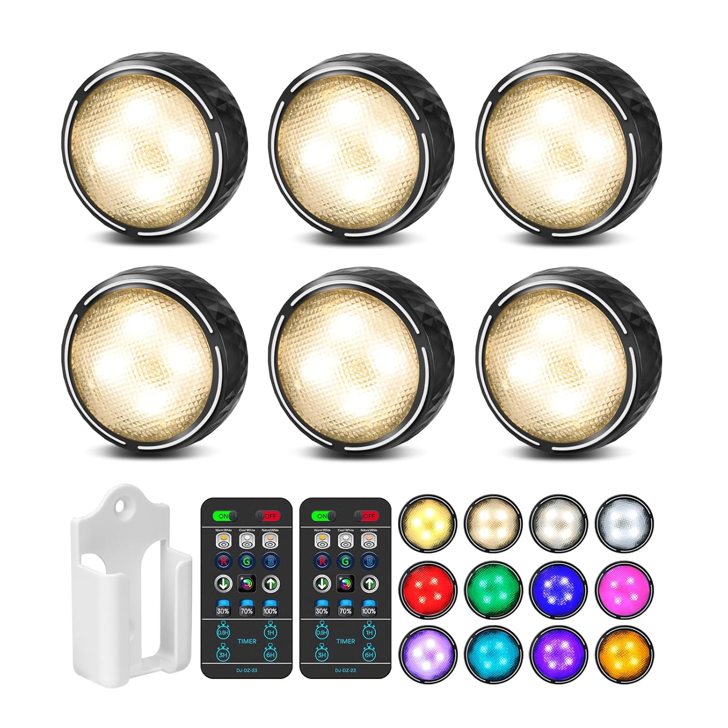 LED Puck Lights with Remote Control Battery Operated Wireless Closet Light Under Cabinet Lighting Stick on Tap Push