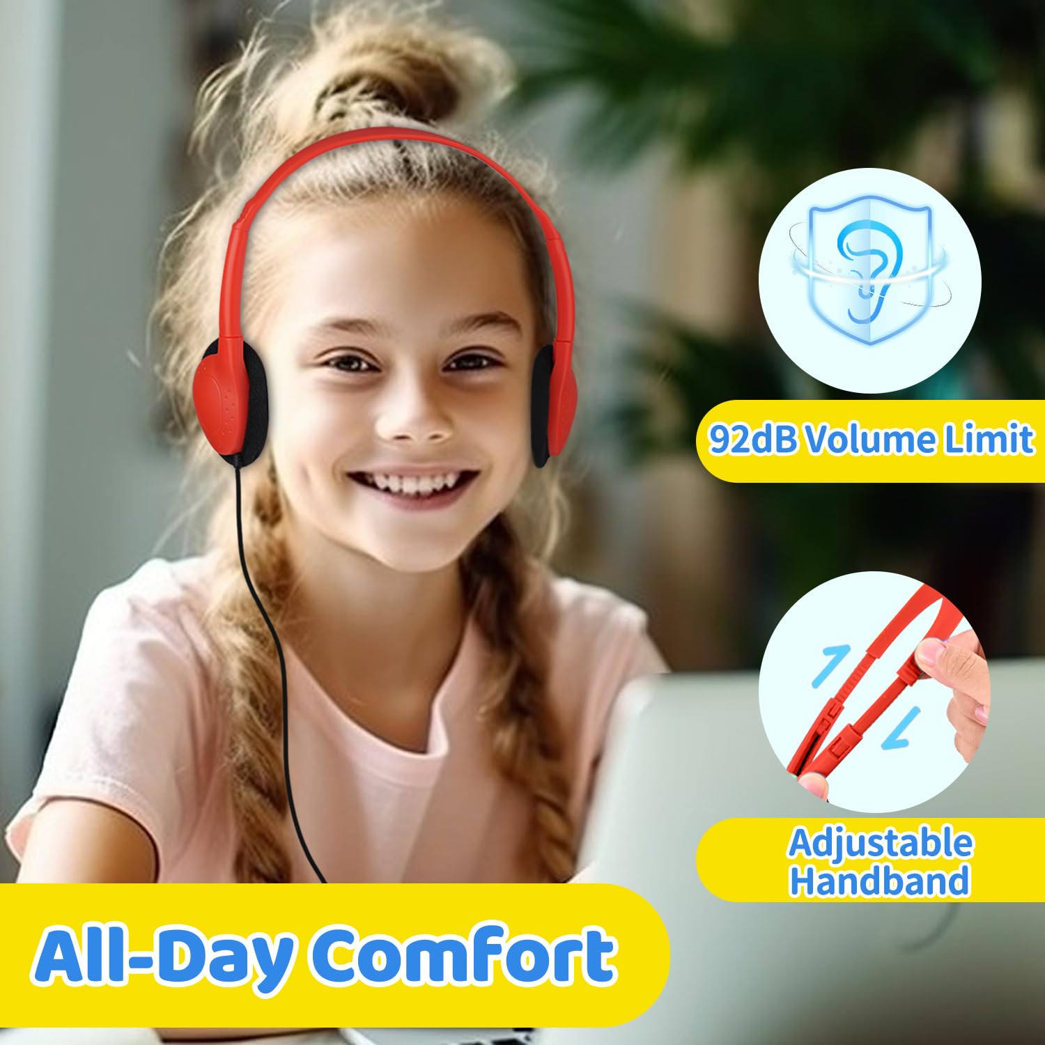 Class-Set Kopfhörer Typ C (50er-Pack), langlebige Kinder-Kopfhörer für Chromebook und Laptop, Großhandel mit USB-C-Headset mit gemischten Farben