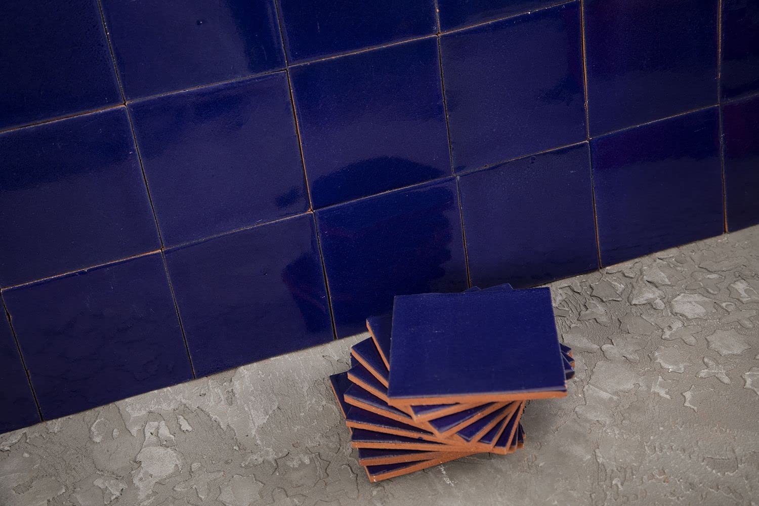 Cerames Azulejos azules mexicanos monocolor Azul Cobalto - azulejos de mosaico, azulejos ceramica monocromáticos para cocina, baño, ducha | Un paquete de 90 baldosas azules ceramica 10,5x10,5 cm