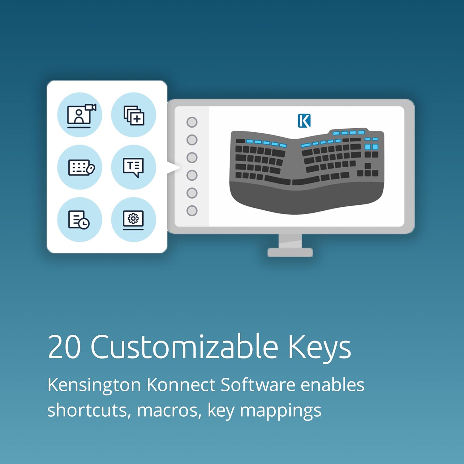 Kensington Pro Fit Ergo KB675 EQ TKL Wired Keyboard, USB-A Connection, Ergonomic Curved Design, Programmable Keys (K75497NA)