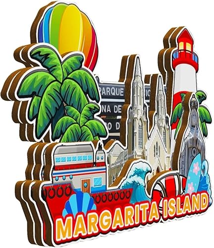 Miniatura 2 de Imán de madera para nevera, Isla Margarita, Venezuela, Monumentos 3D, recuerdos coleccionables, decoración hecha a mano -2145