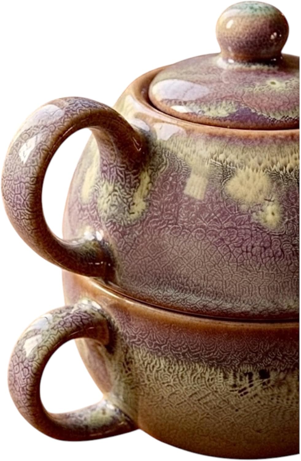 Handmade Ceramic Tea for One Set, Stacking Teapot & Cup, Japanese Style