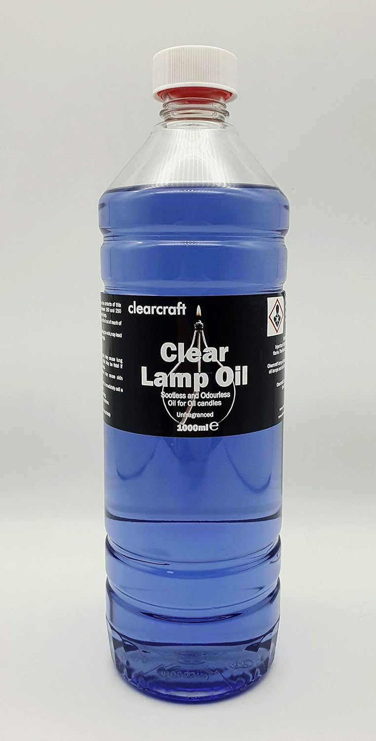 CLEARCRAFT SMOKELESS, ODOURLESS COLOURED LAMP OIL 1 LITRE FREE FUNNEL PERFECT FOR USE WITH