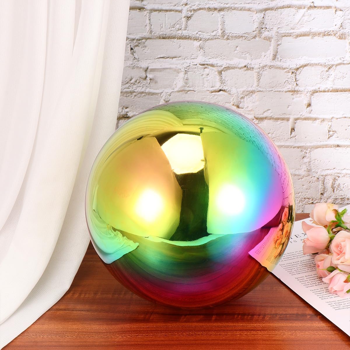 Boule Polie Miroir Ronde en Acier Inoxydable 200mm Colorée