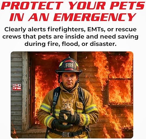 Miniatura 3 de SpySpot - Paquete de 6 calcomanías de alerta para mascotas, 4 x 3 pulgadas, letrero de alerta de rescate de emergencia para el hogar, ventana,