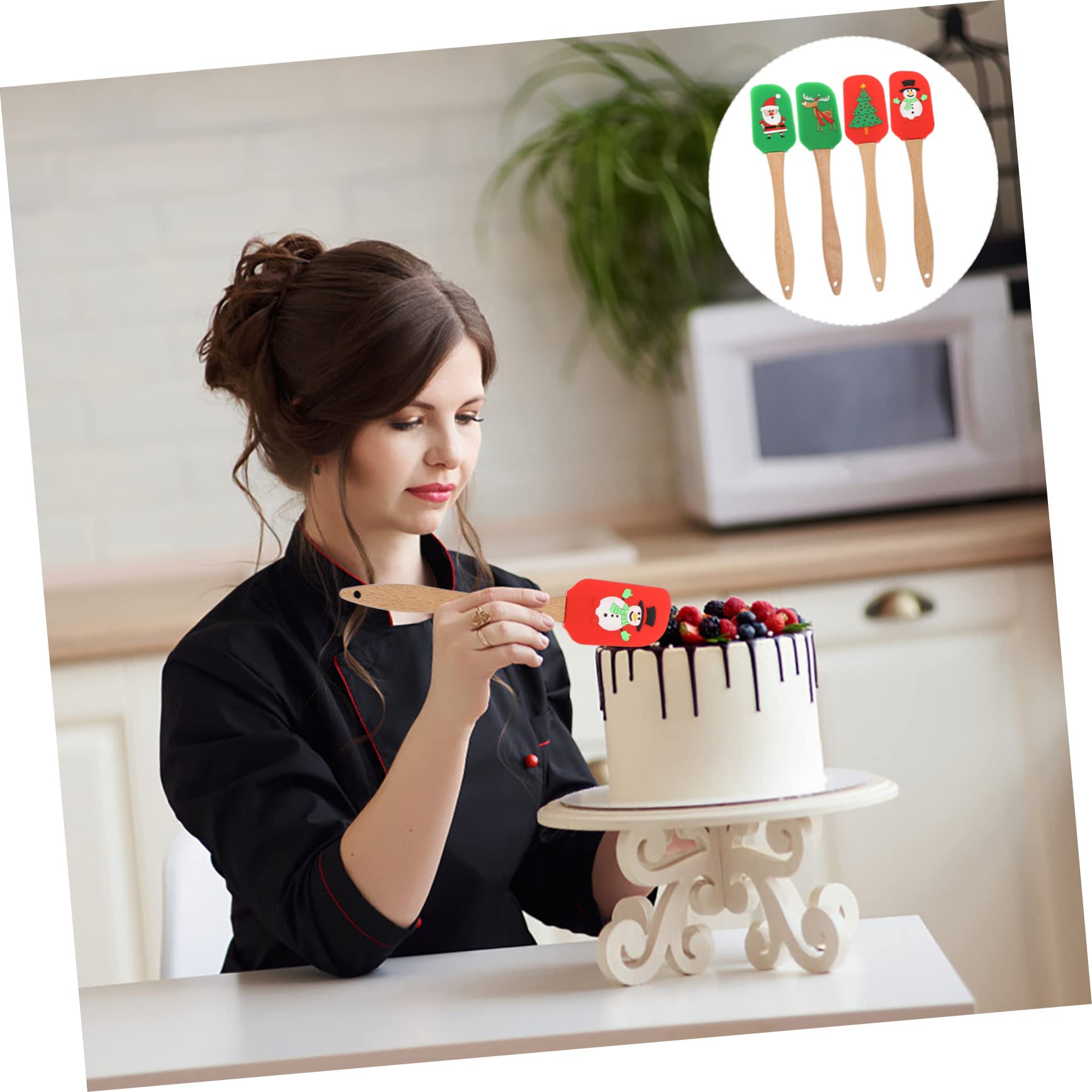 Amosfun 4pezzi Utensili per Dolci in Silicone Spatola per Burro e Raschietto Decorazioni Natalizie per Forno e Cucina