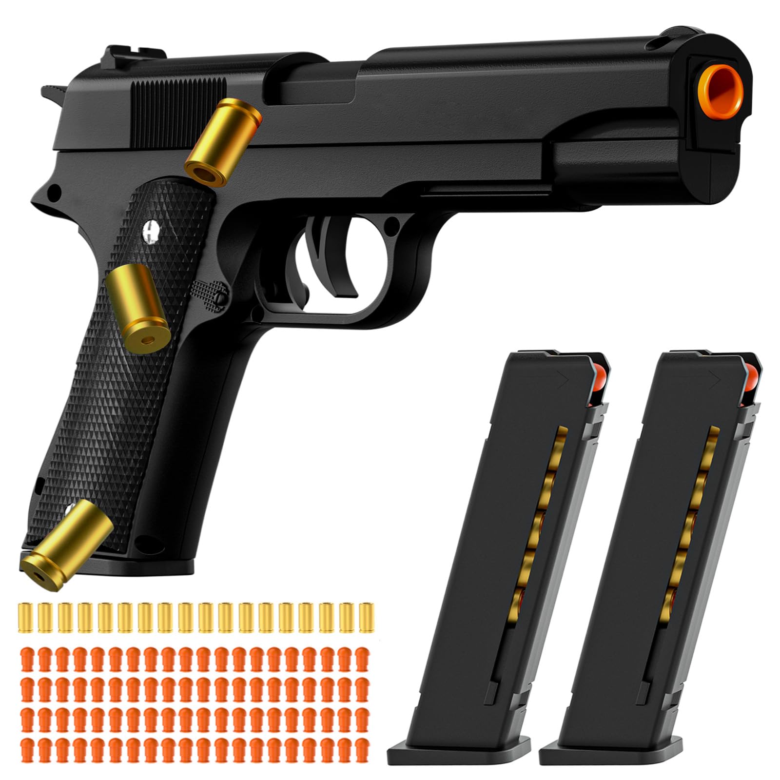 Soft Bullet Toy Gun - Stress Shot with Semi-Automatic Mode, Realistic Shell Ejecting Toy Guns (Black)