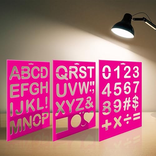 Miniatura 8 de Karty Juego de plantillas de estencil plásticas re-utilizables de letras. Incluye 26 letras, 10 números y 11 símbolos