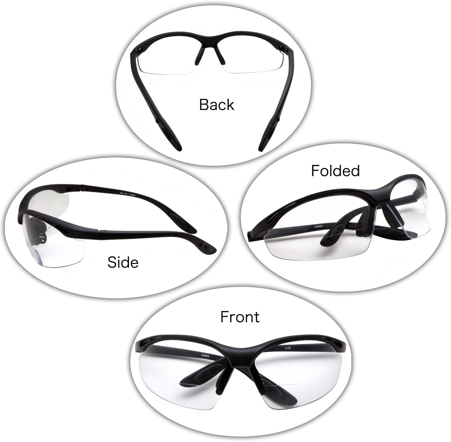 grinderPUNCH ANSI Z87 Bifocal Safety Reading Glasses Impact Resistant Magnifying Readers w/Diopter Bifocal Magnifying Glass
