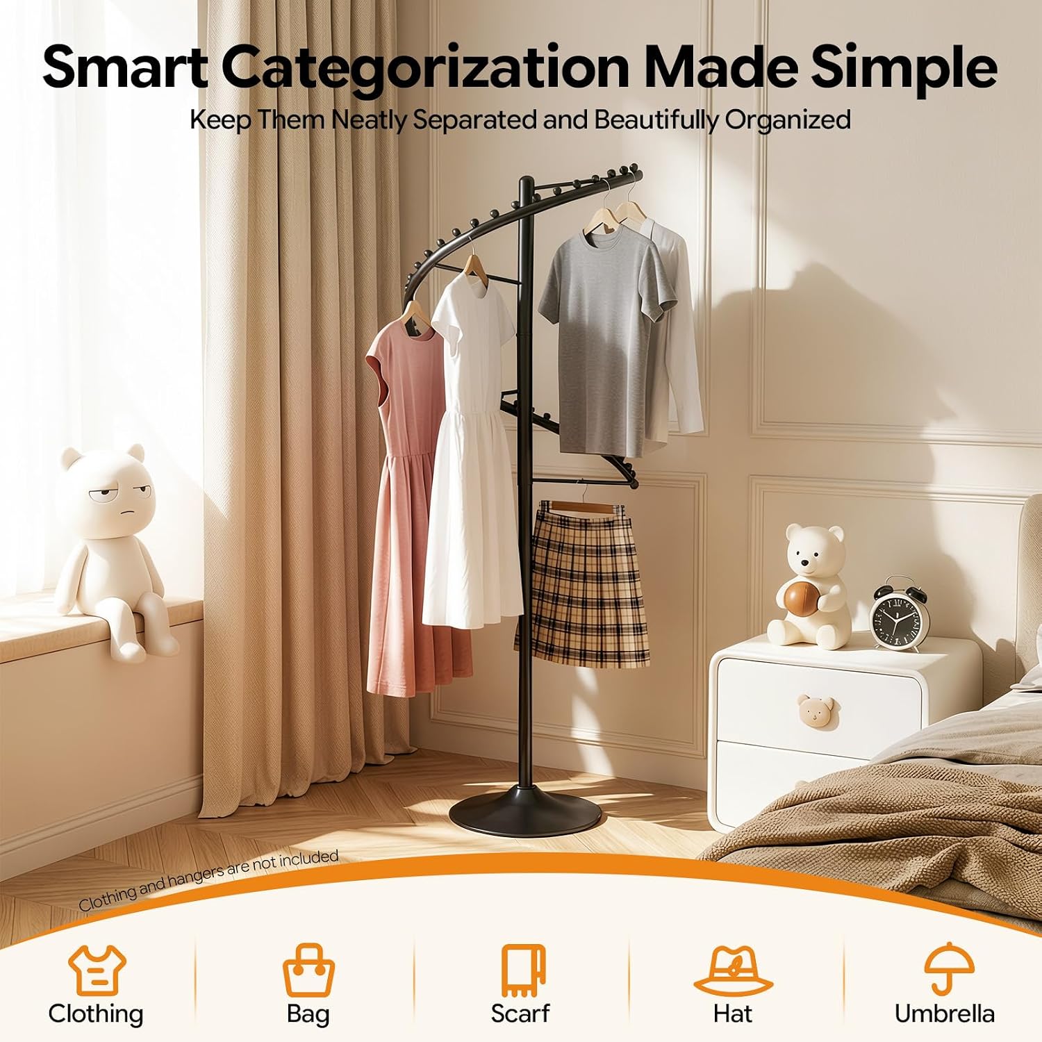 71 Inch Spiral Rotating Clothing Rack 360° Spiral Retail Costumer Garment Rack with 38 Ball, 5.91ft Modern Freestanding Metal Clothes Hanger for Boutiques, Stores, Bedrooms (Black)