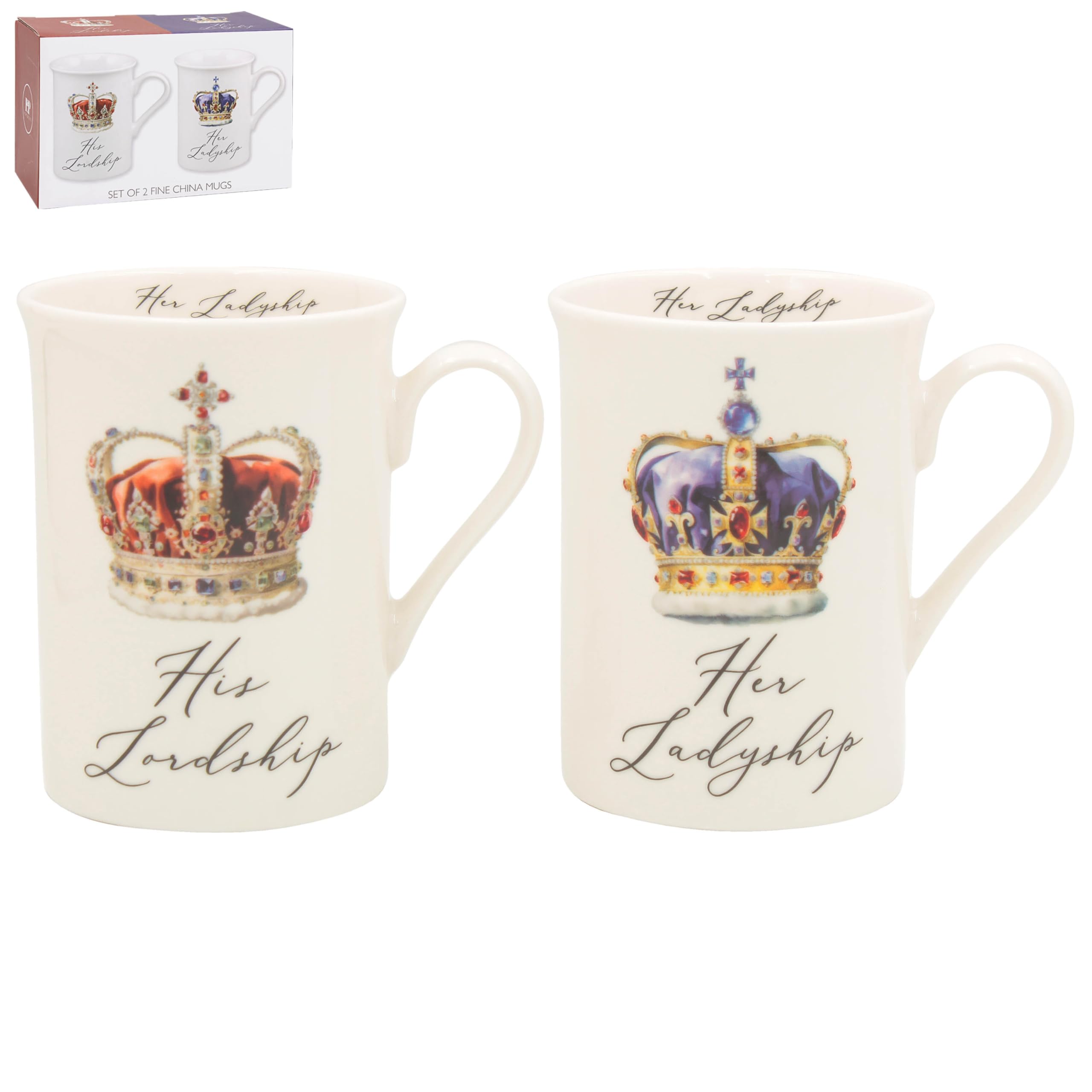 Lesser & Pavey His N Hers His Lordship & Her Ladyship Mugs Set of 2 275ml for Coffee, Tea and Hot Drinks | Fine China Coffee Mugs for Daily Use | Practical Drinkware Gifts for Women & Men