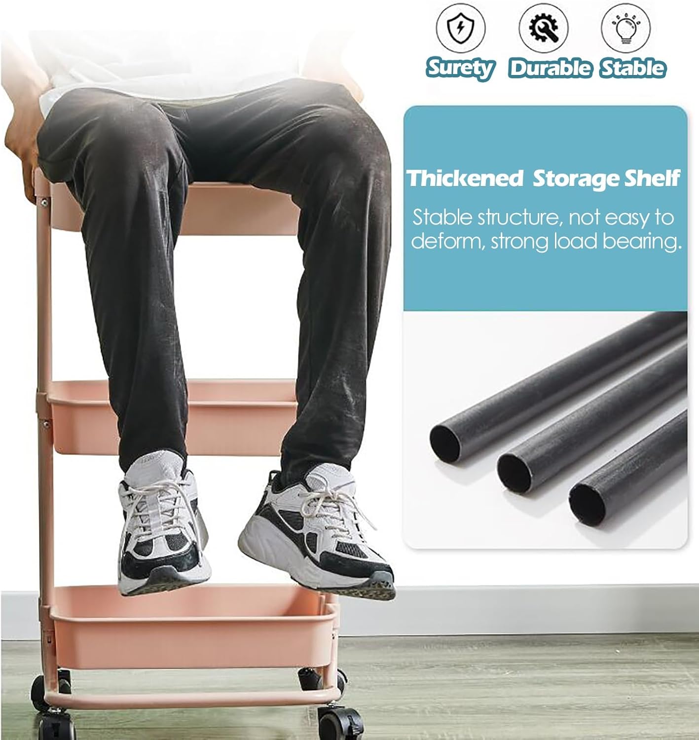 スーパーの棚 床置きスナックホルダー ローリングパントリーユーティリティスタンド リビングルームのキッチンオフィスのための、 多機能