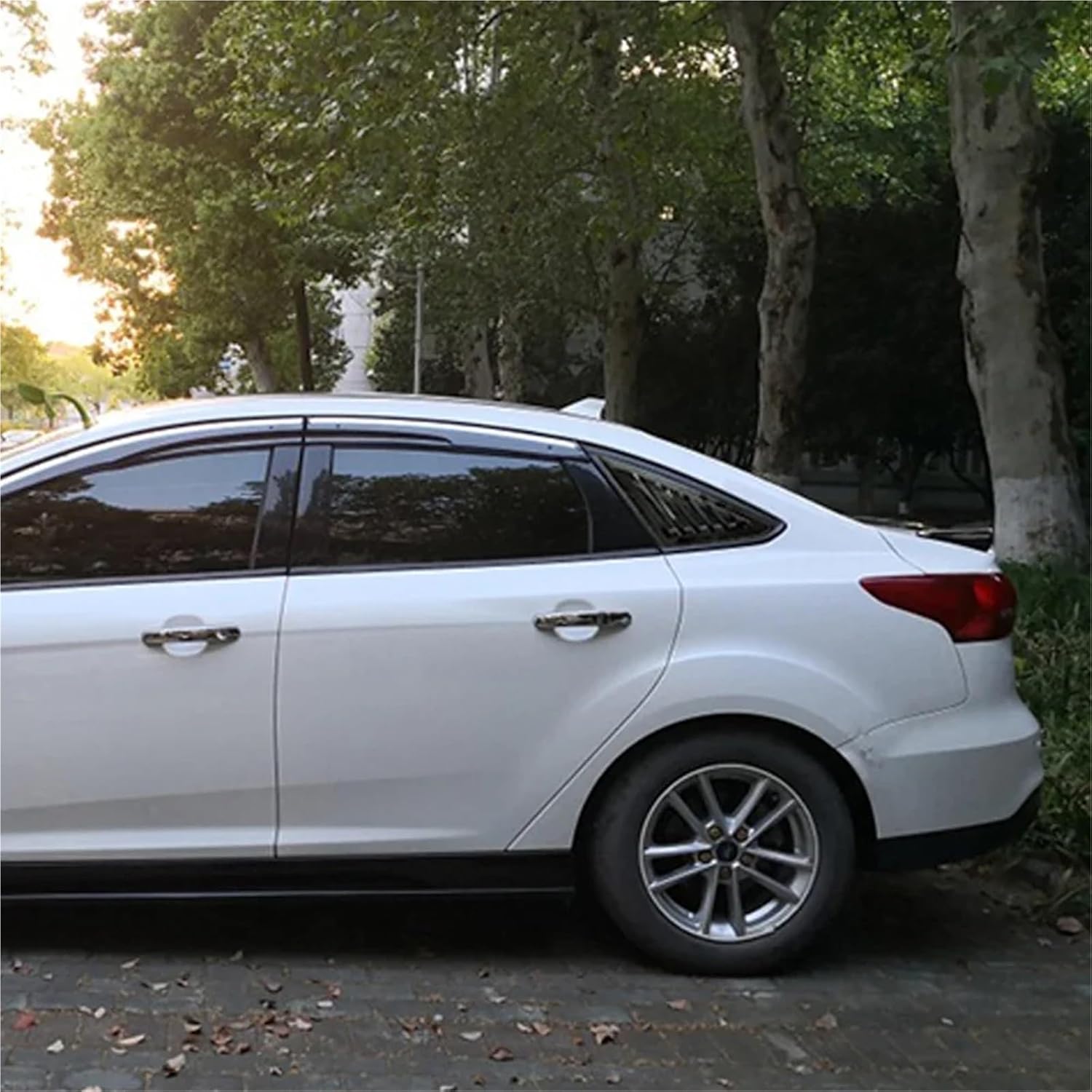 for Ford Focus Sedan 2012 2013 2014 2015 2016 2017 2018 Car Rear Window Louver Shutter Cover Side Vent Trim Windshield Cover(Carbon Look)