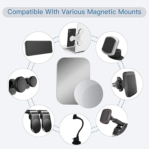 Miniatura 6 de OWLKELA Placa de metal de montaje para teléfono con imán de automóvil, soporte de cuna con adhesivo, adhesivo de repuesto universal compatible con
