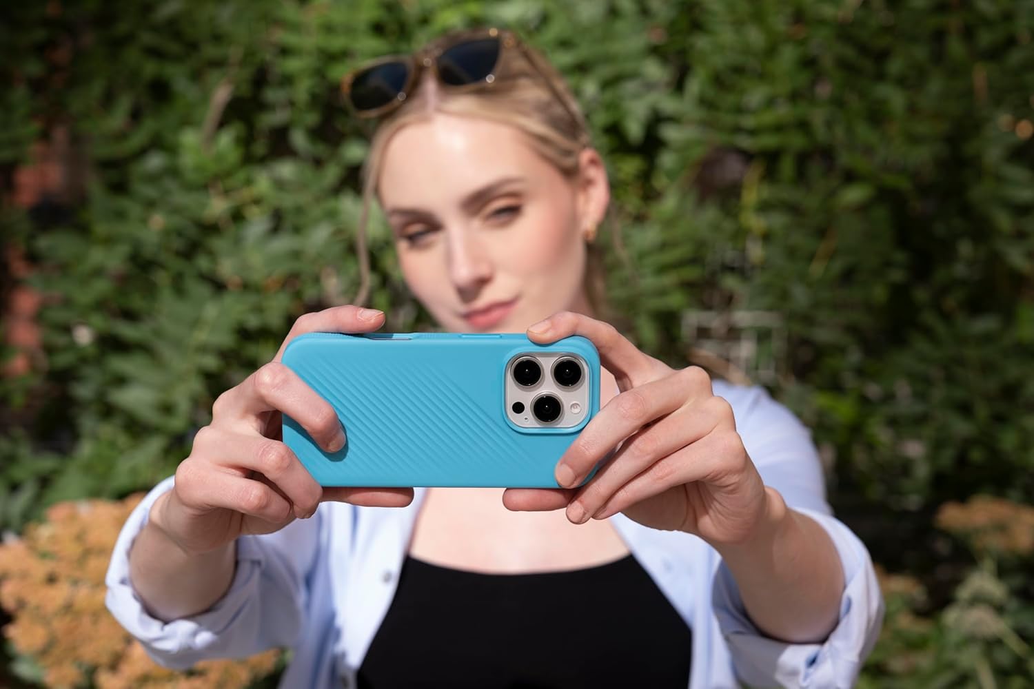 ZAGG Luxe Snap Case for iPhone 16 Pro Max - MagSafe Wireless Charging, 10ft Drop Protection, Eco-Friendly, Graphene Reinforced, Ripple Design, River Blue