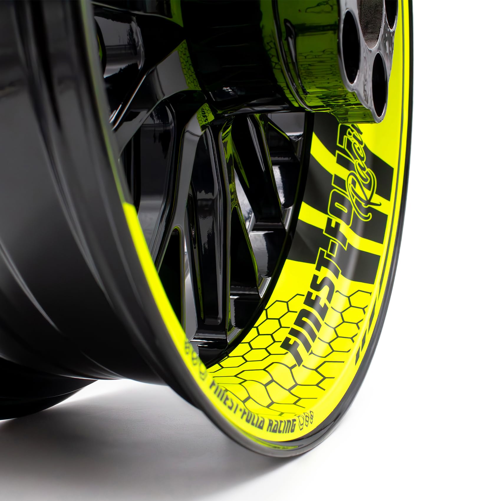 Set di 4 adesivi per letto della ruota per cerchi da 17 pollici, decorazione completa in pellicola per adesivi per cerchioni moto, autoadesivi, impermeabili, resistenti ai raggi UV MR021 (11-02 Giallo
