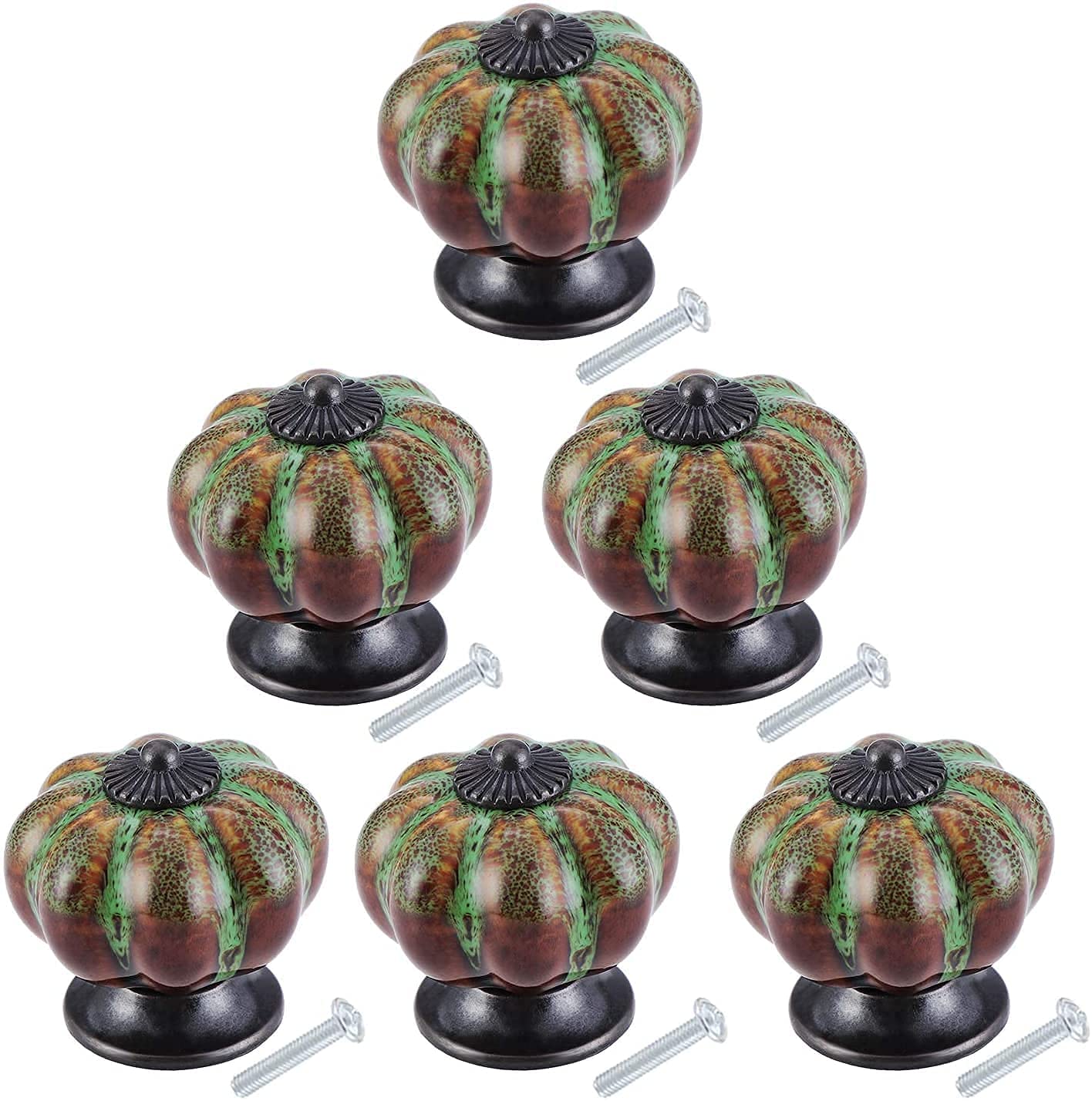 6 szt.Gałki do szuflady Zielone 40 mm Gałki do drzwi Gałki meblowe Uchwyty meblowe Ceramiczne gałki do szafek - styl antyczny (zielony)