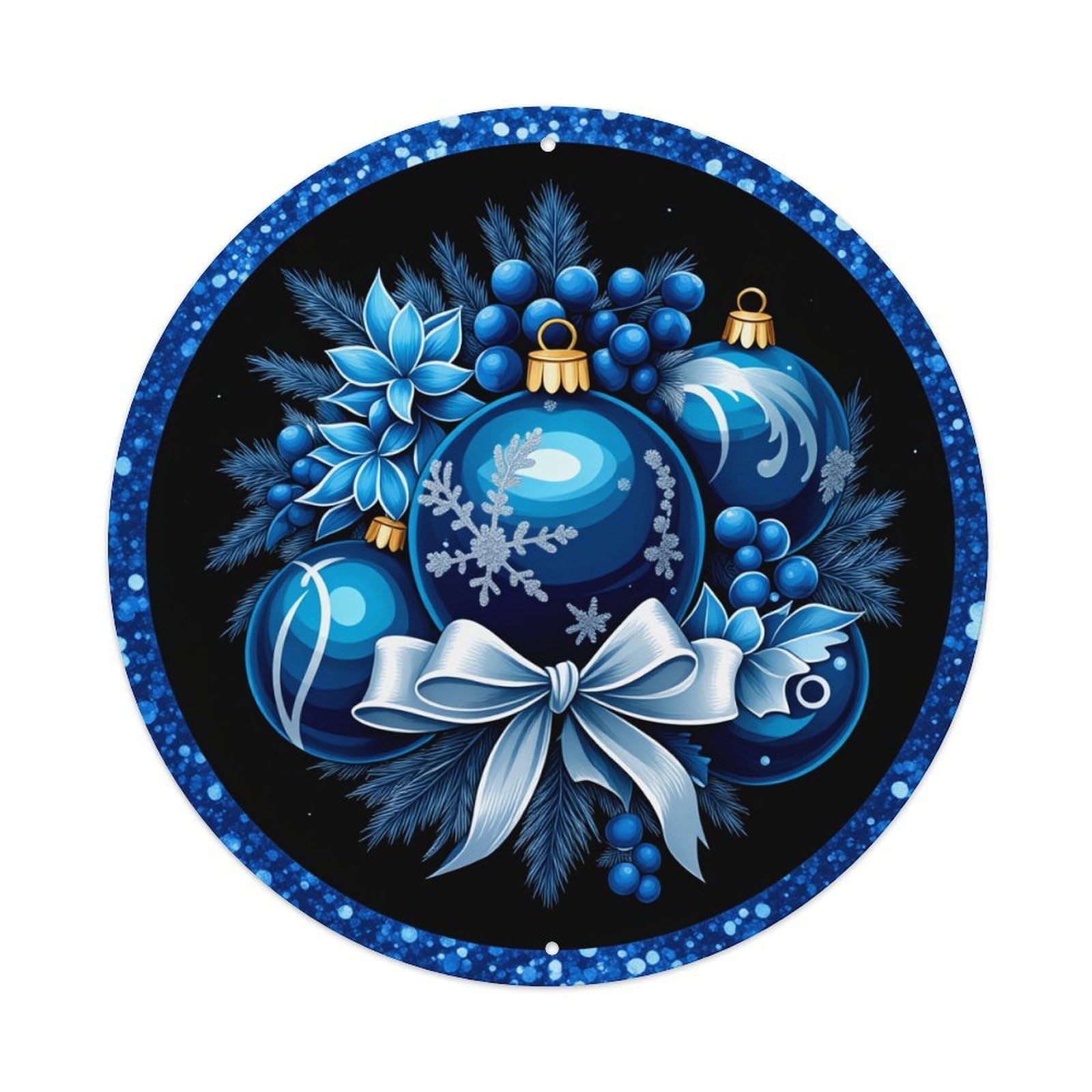 Blue Christmas Ornaments Snowflake Bow Tin Sign Metal Poster Vintage Metal Signs for Home Man Cave Bar Cafe Kitchen laundry room Wall Decorations Gift 8x8Inch