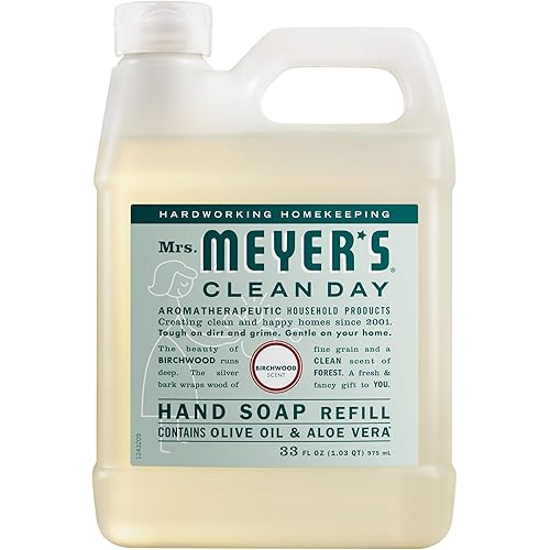 Mrs. MEYER'S CLEAN DAY Hand Soap Refill, Birchwood Scent, 33 Fl Oz Bottle