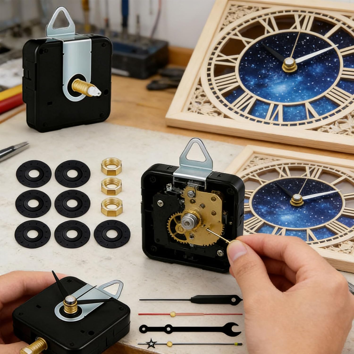 High Precisions Quiet Clock Movements Housing Mechanism with Assorted Hands Set Universals for Making Quiet Mechanism