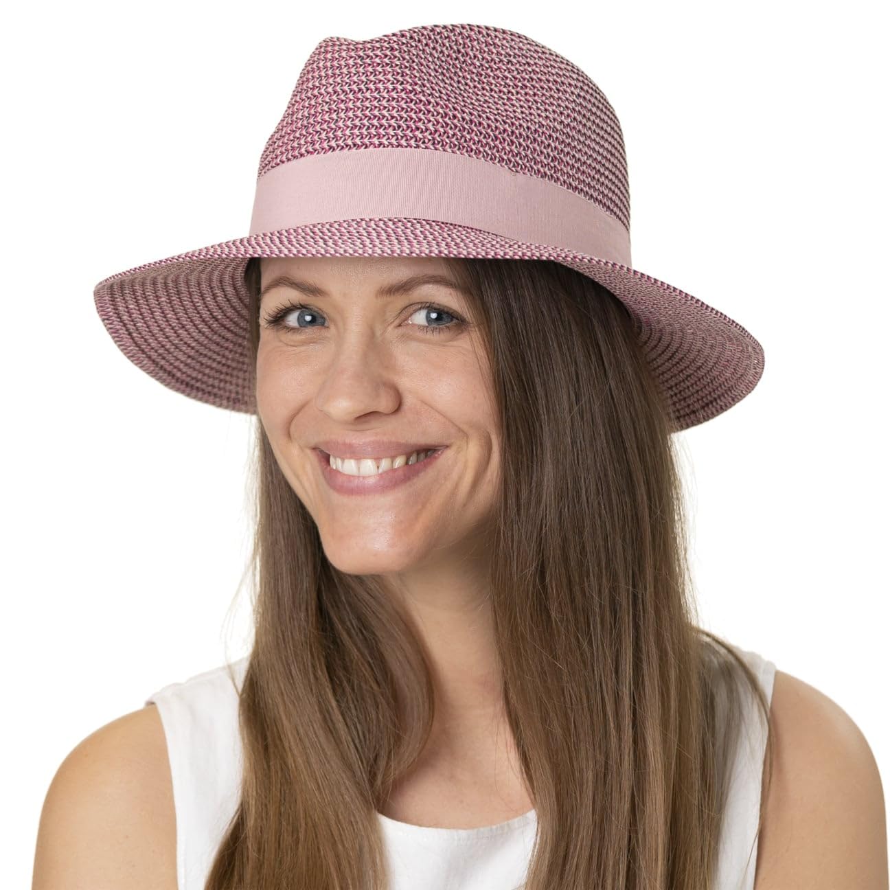 Seeberger Cappello di Paglia Vandia Traveller Donna - da Giardiniere Estivo Cappelli Spiaggia con Nastro in Grosgrain Primavera/Estate Estate
