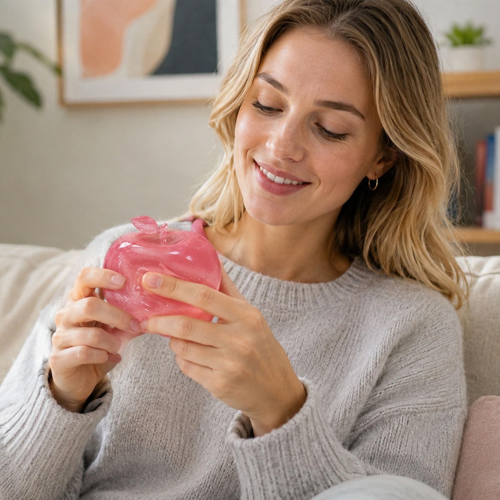 Squishy Pomme Rose 6cm – Anti-stress En Gel à Retour Ultra-lent, Jouet Sensoriel Pour Bureau
