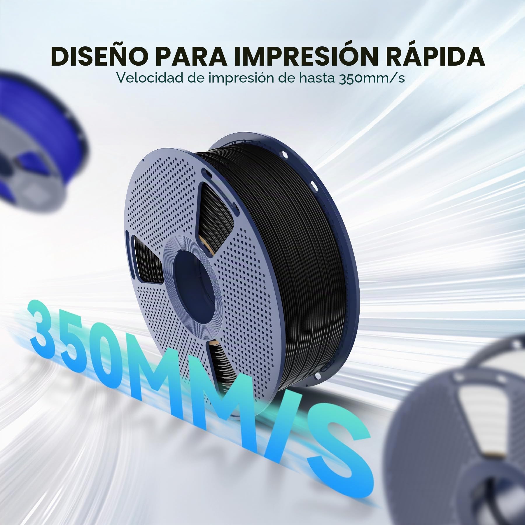 SUNLU ABS Filamento de Alta Velocidad, High Speed 350mm/s Filamento para Impresora 3D de 1,75mm, Resistencia al Calor, Excelente Tenacidad, Impresión Rápida, Total 4KG.(Negro+Blanco+Azul+Roja)