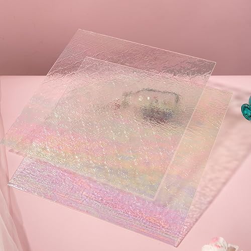 Miniatura 12 de Lanyani 2 hojas de vitrales de 12 x 12 pulgadas para manualidades, paneles de vitrales iridiscentes para mosaico de vidrio, suministros de vitrales