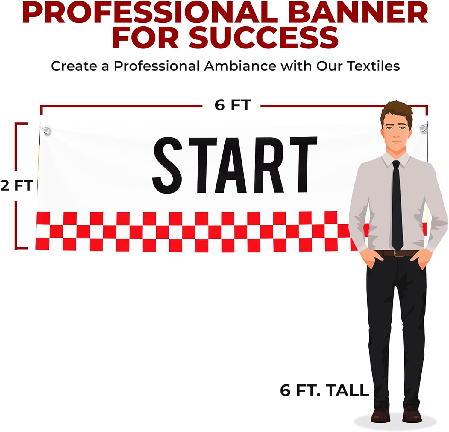 Start Line Large Banners and Signs for Outdoor by Mavis Printing-Polyester Banner with 4 Holes for Easy Hang Indoor & Outdoor| 6x2 Feet UV & Water Resistant HD Print Sign| Made in USA