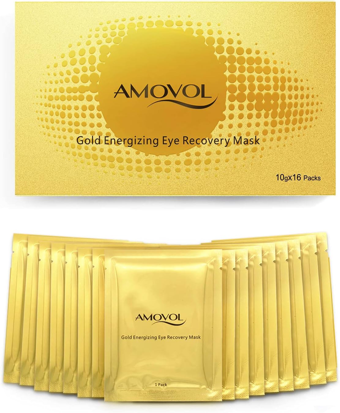 Collagen Eye Mask 24K Gold Reduce Dark Circles and Puffiness Eye Treatment Pads Eye Patches With Anti-aging and Wrinkle Care Properties, Best Gifts for Women & Men (16 Pairs)