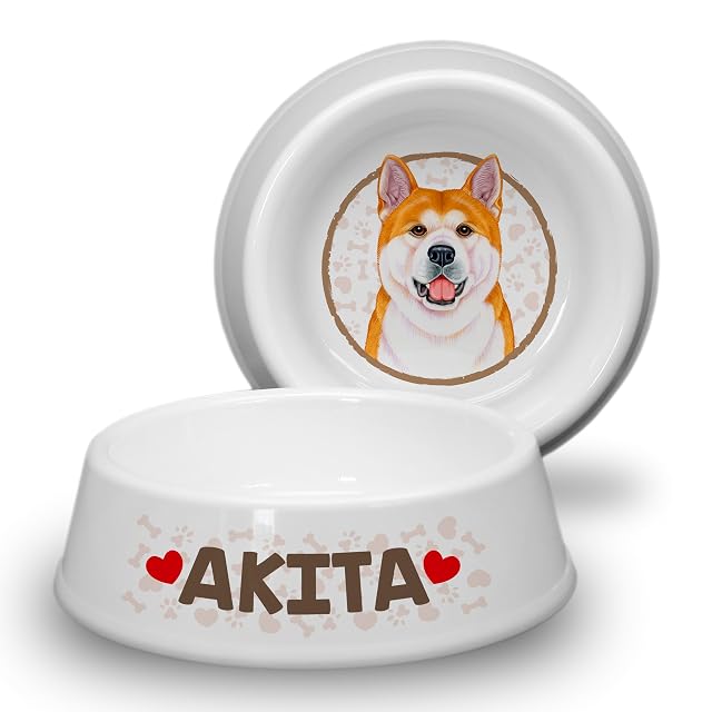 Akita - Cuenco para perros ABS de 21 cm de diámetro, antideslizante, bebedero, cuenco de agua, cuenco…