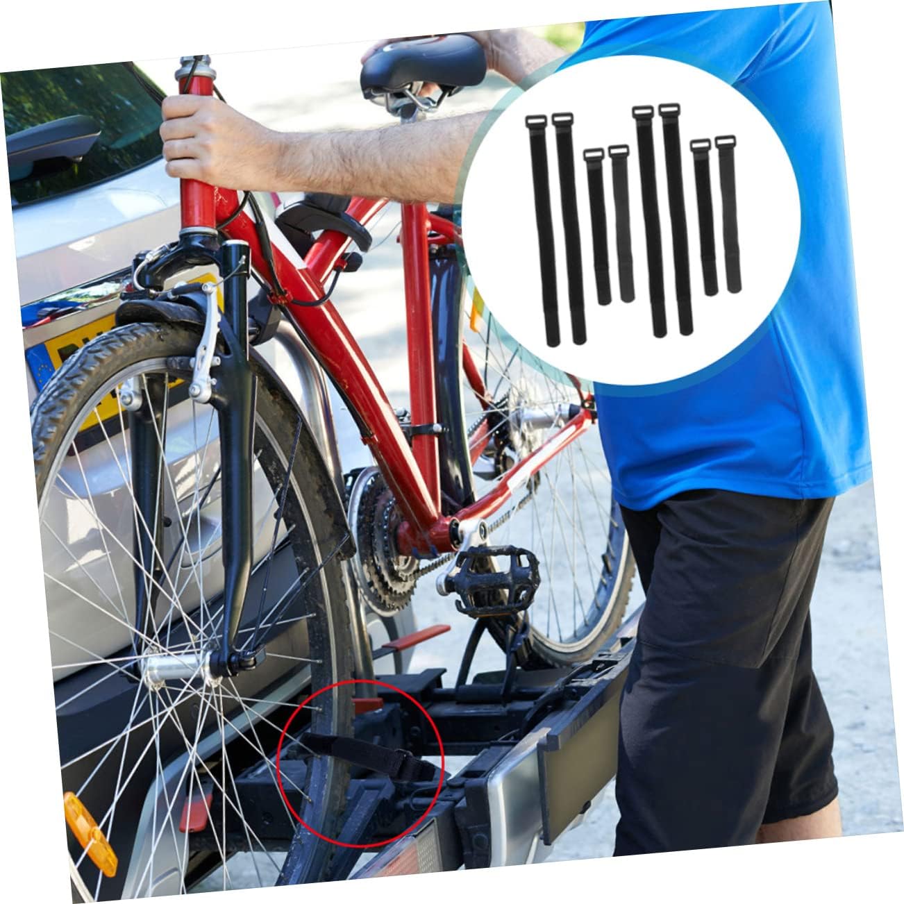 8pcs Bike Rack Straps for Wheel Stabilization Durable Nylon Bicycles Transporting Accessories High Strength Buckle Lengths for Secure Luggage Bikes and Motorcycles