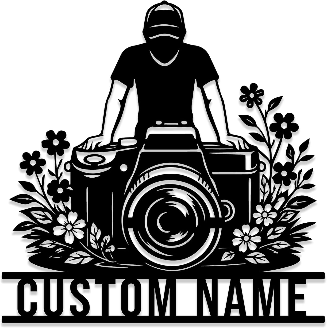 Custom Camera Metal Sign,Personalized Photographer Name Sign,Photo Studio Decor,Floral Camera Home Decor,Photography Lovers Gift (Style-3)