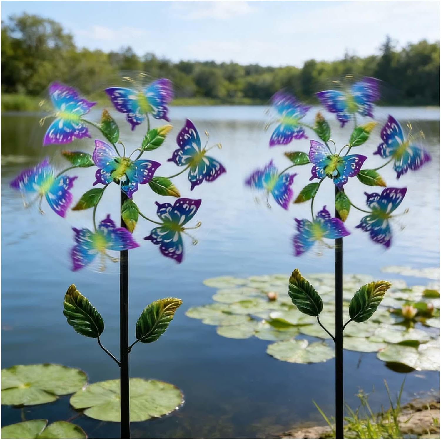 Pinwheels for Yard and Garden, 117cm/46inch Yard Spinners 3D Wind Powered, Yard Spinner Ideal Lovely Gift for Family Friends,A（2Packs）