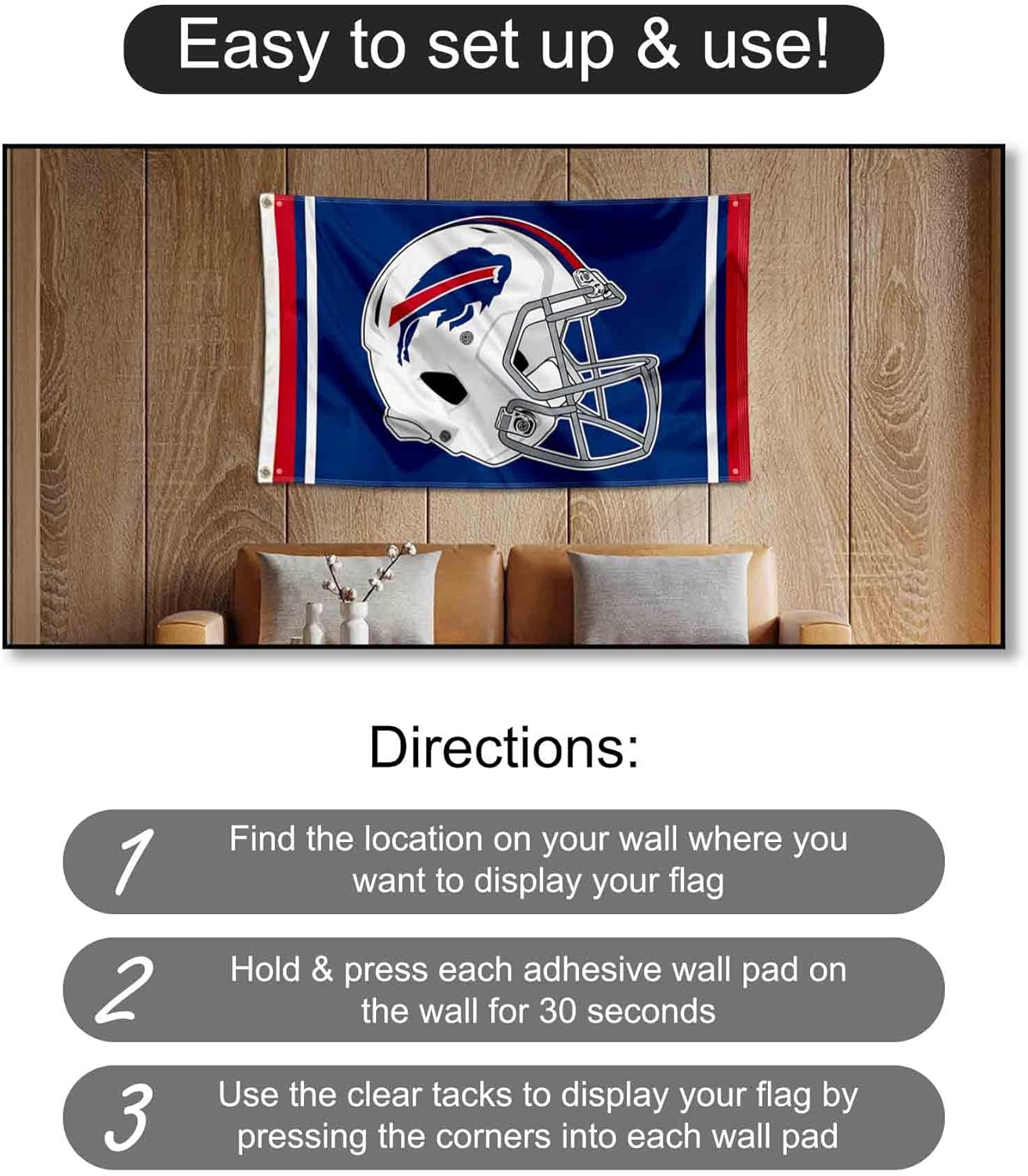 Buffalo Bills Helmet Banner and Tapestry Wall Tack Pads