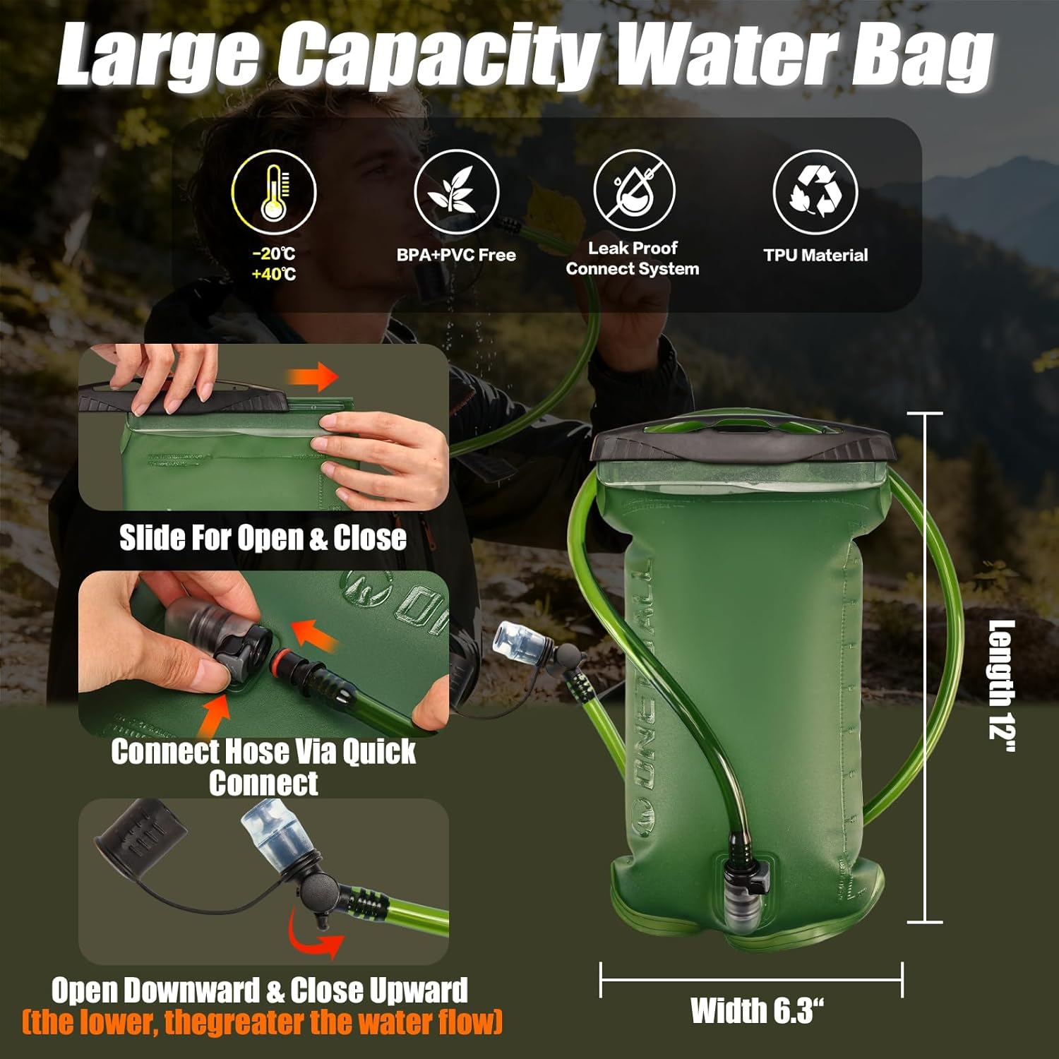 Running Vest with 2L Leakproof Water Bladder, Chest Pack for Hunting with Insulated Compartment for Men & Women Running, Cycling, Camping, Hiking, Skiing - Image 3