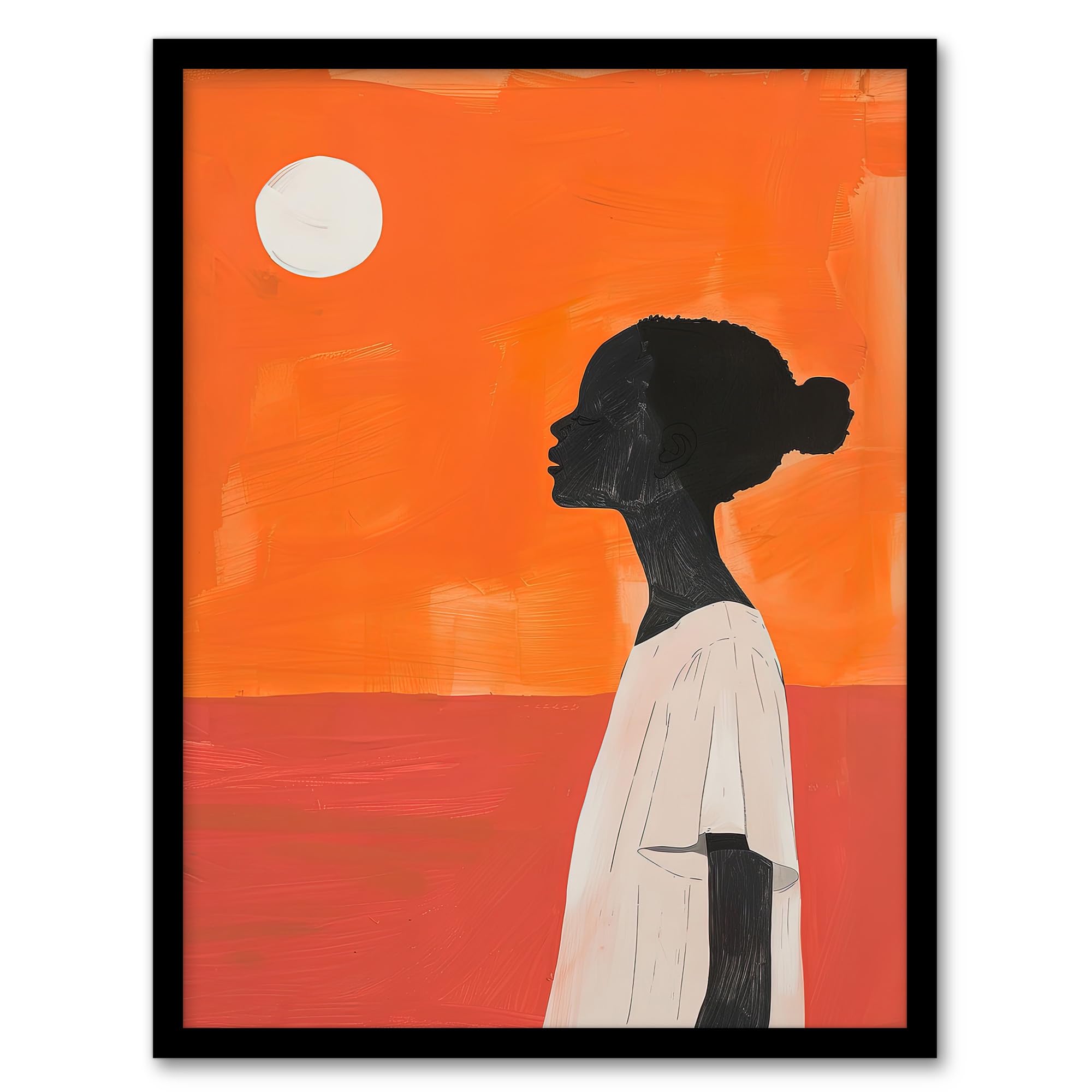 Artery8 Desert Sunset African Bold Painting Ochre Africa For Living Room Artwork Framed Wall Art Print 18X24 Inch