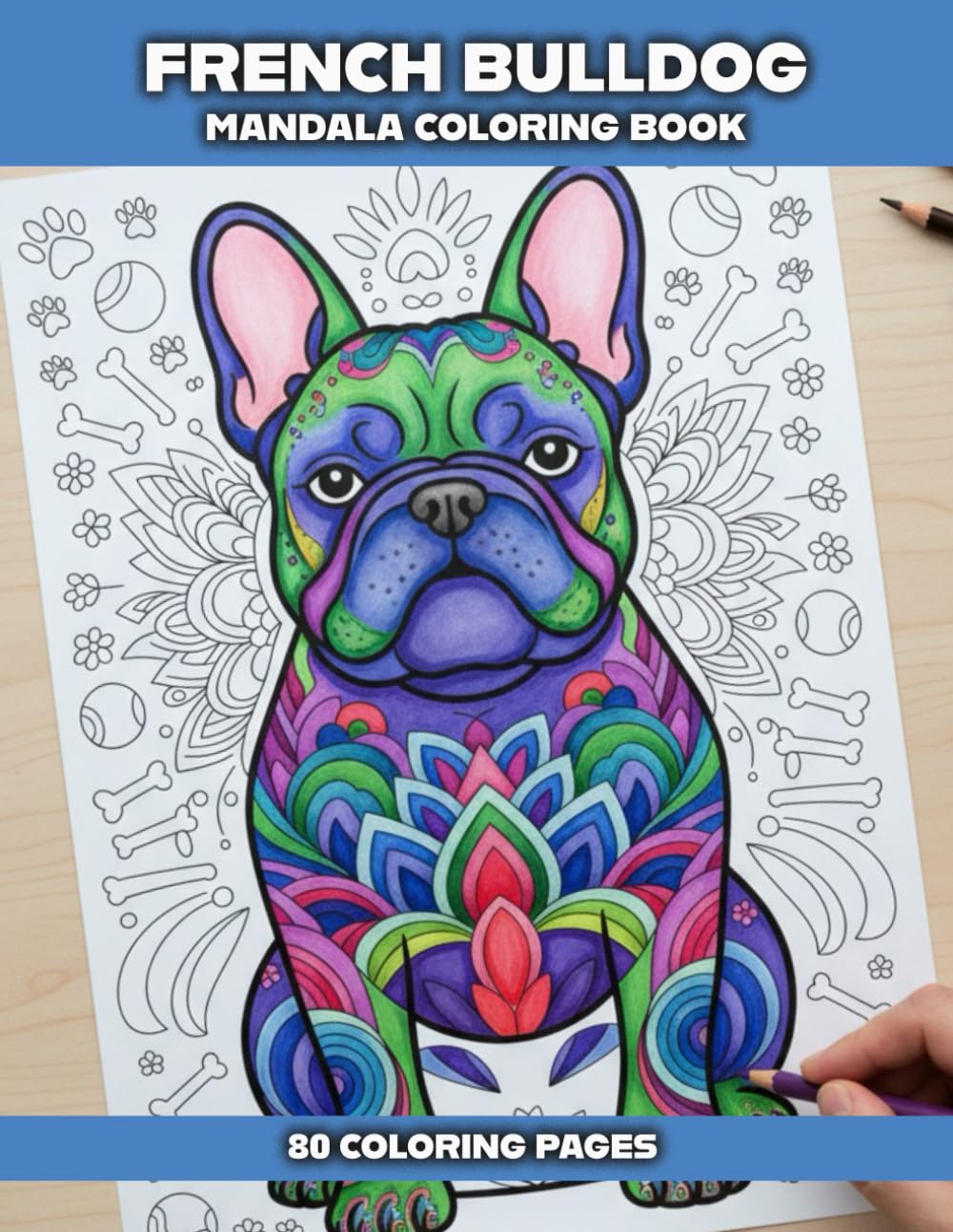 French Bulldog Mandala Coloring Book: 80 Relaxing Frenchie Pattern Designs for Dog Lovers, Adults & Teens | Cute Bulldog Mandala Coloring Pages for ... (Dog Mandala Coloring Books for Adults)