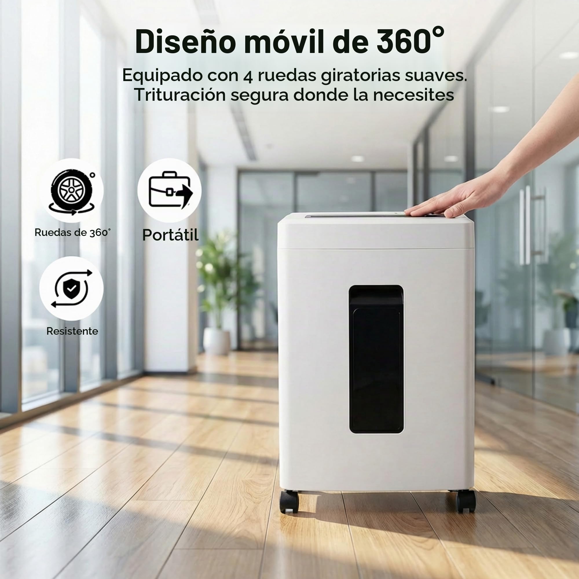 Destructora Papel Profesional Oficina: 10 Hojas Trituradora Microcorte P-5 Tarjetas de Crédito/Grapas/Documentos Anti-Atascos Papelera 18L en Casa Estudio Escuela Sala Reuniones