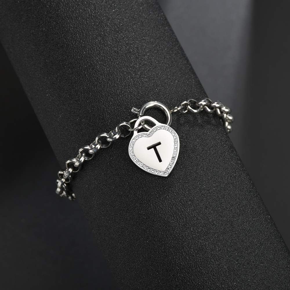 CaleesLLC Letter A to Z Initial Charm Bracelet Adjustable Stainless Steel Anklet Personalized Wrist Link for Women