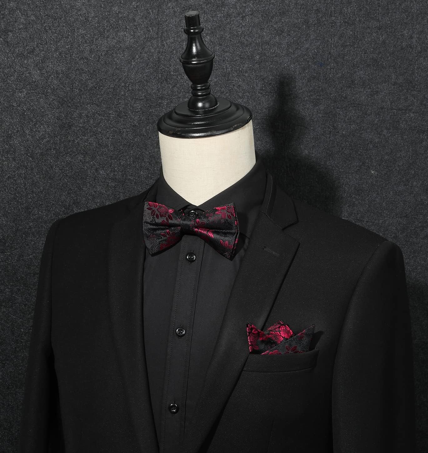 HISDERN Suspenders for Men Paisley Floral Self Tied Bow Tie and Suspender Pocket Square Sets Adjustable Wedding Braces