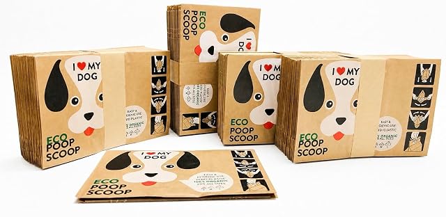 Eco Poop Scoop Bolsas para excrementos de perro con asa y biodegradables (360 unidades, cartón)