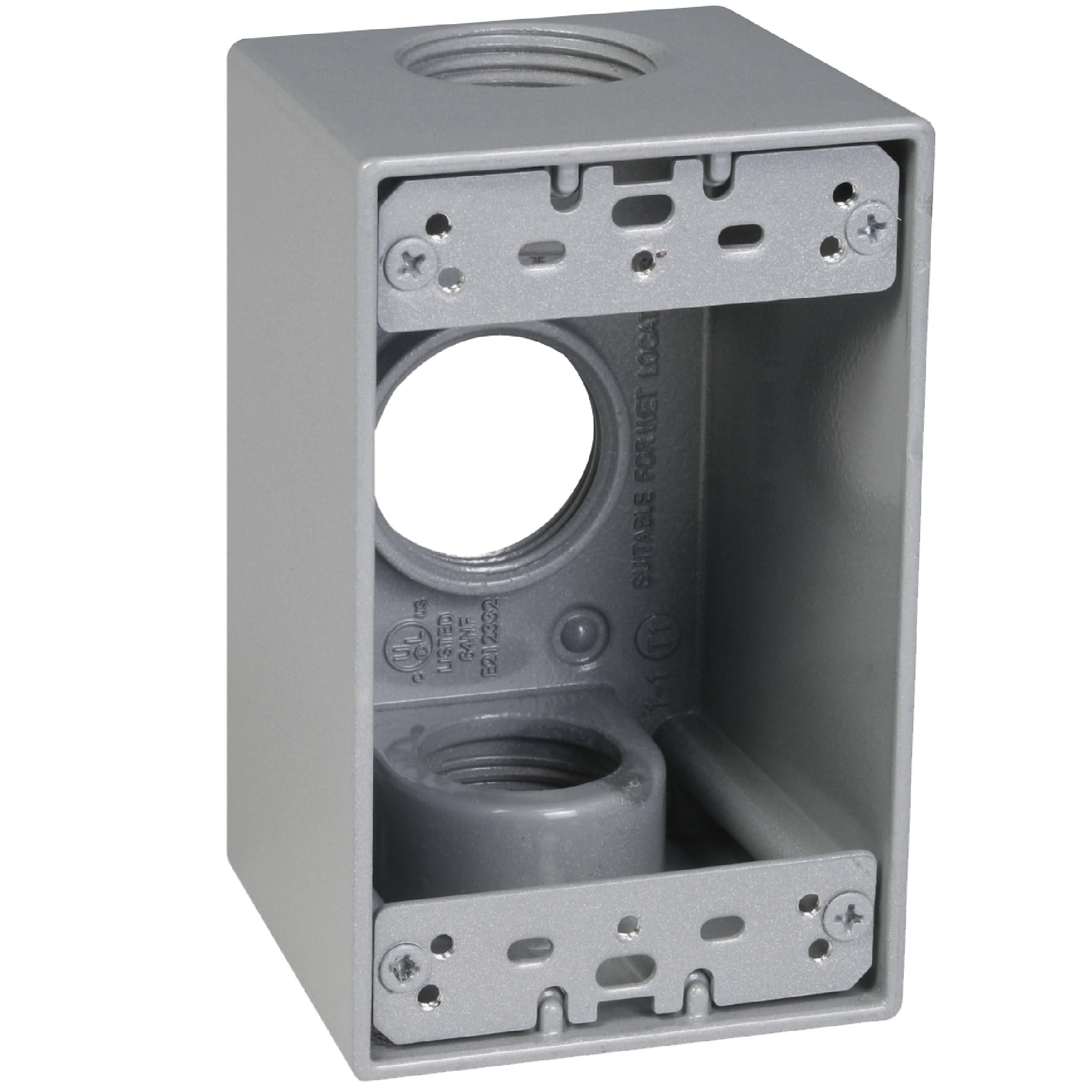 TayMac SB3100S Weatherproof Box, 1-Gang, (3) 1-Inch Outlets, Gray
