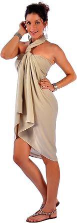 1 World Sarongs Womens Solid Swimsuit Cover-Up Sarong in Eggshell Ivory