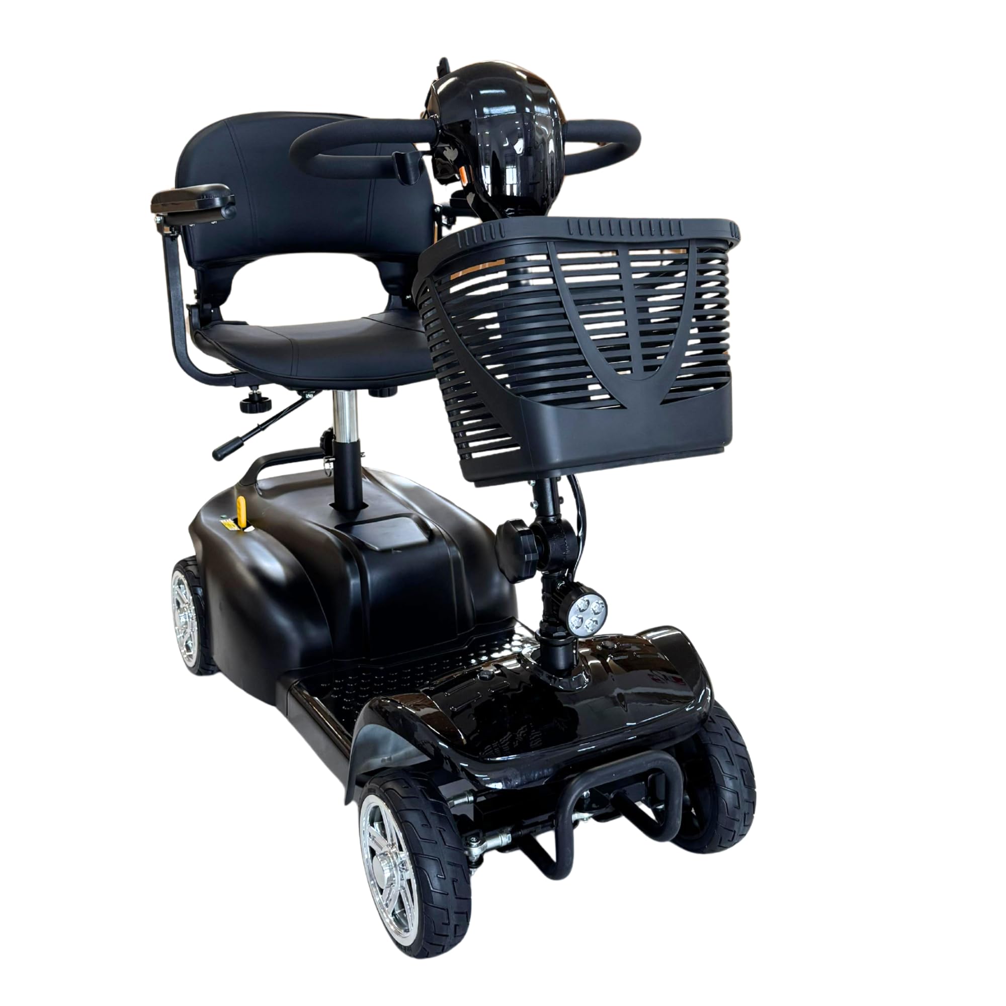 Scooter Elettrico per Disabili e Anziani Pieghevole per Persone con Mobilità Ridotta, Sedile Girevole 360°, Braccioli Ribaltabili, Cestino, Dotato di Presa di Ricarica, Dispositivo Medico Classe 1