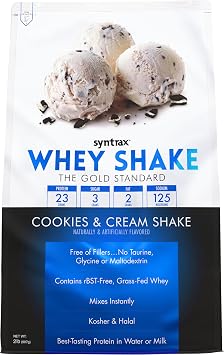 Syntrax Nutrition Whey Shake, Cold Filtered & Undenatured Whey Protein Powder Blend, Cookies & Cream Shake, 2 lbs, Real Cookie Pieces