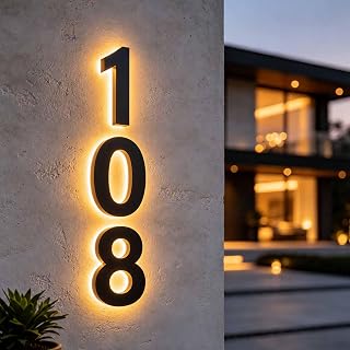 Custom Backlit House Numbers – Personalized Lighted Address Numbers for Outside, 304 Stainless Steel Light Up Numbers, Waterproof, Solar or Plug-In - Amazon product rated Grade A
