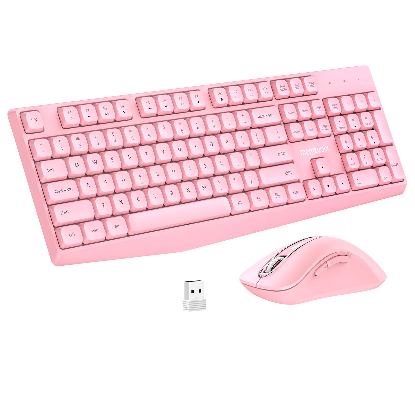 Photo 1 of ***SEE NOTES****memzuoix Wireless Keyboard Mouse Combo - 2.4G Full-Size Ergonomic Set with USB Receiver for PC Laptop Windows Mac (Pink)